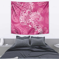 Pink Polynesia Hammerhead Shark Tattoo With Plumeria Lei Tapestry