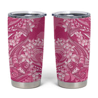 Pink Polynesia Hammerhead Shark Tattoo With Plumeria Lei Tumbler Cup