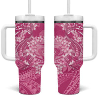 Pink Polynesia Hammerhead Shark Tattoo With Plumeria Lei Tumbler With Handle