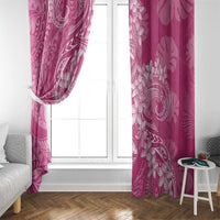 Pink Polynesia Hammerhead Shark Tattoo With Plumeria Lei Window Curtain LT14 - Polynesian Pride
