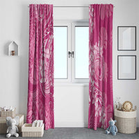 Pink Polynesia Hammerhead Shark Tattoo With Plumeria Lei Window Curtain LT14 - Polynesian Pride