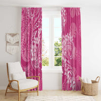 Pink Polynesia Hammerhead Shark Tattoo With Plumeria Lei Window Curtain LT14 - Polynesian Pride