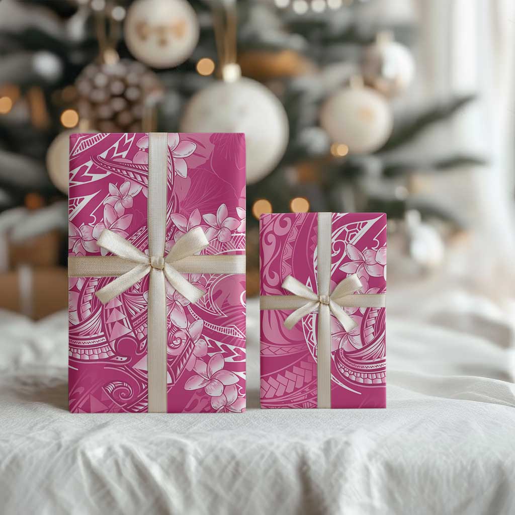 Pink Polynesia Hammerhead Shark Tattoo With Plumeria Lei Wrapping Paper LT14 - Polynesian Pride