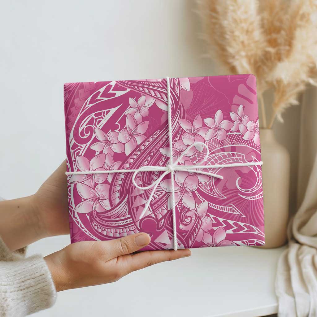 Pink Polynesia Hammerhead Shark Tattoo With Plumeria Lei Wrapping Paper LT14 - Polynesian Pride