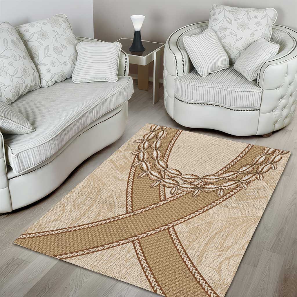 Mauri Ribaberiki Kiribati Area Rug Cowrie Shells Lei Palm Leaf Weaving