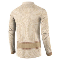 Mauri Ribaberiki Kiribati Button Sweatshirt Cowrie Shells Lei Palm Leaf Weaving