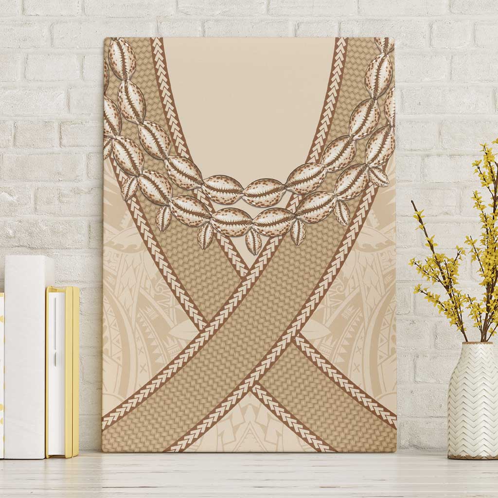 Mauri Ribaberiki Kiribati Canvas Wall Art Cowrie Shells Lei Palm Leaf Weaving