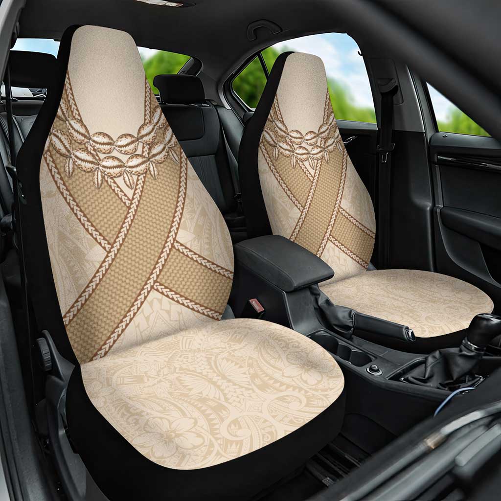 Mauri Ribaberiki Kiribati Car Seat Cover Cowrie Shells Lei Palm Leaf Weaving