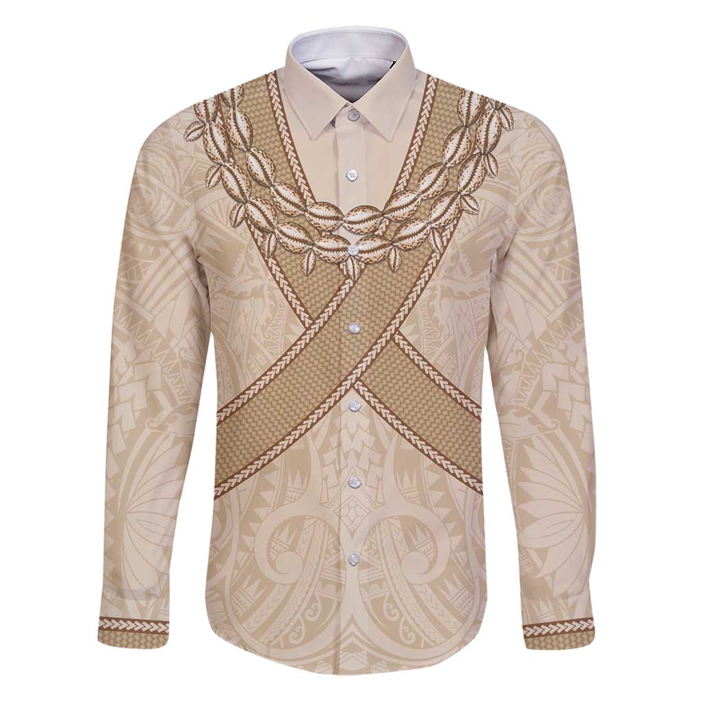 Mauri Ribaberiki Kiribati Family Matching Long Sleeve Bodycon Dress and Hawaiian Shirt Cowrie Shells Lei Palm Leaf Weaving