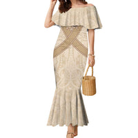 Mauri Ribaberiki Kiribati Family Matching Mermaid Dress and Hawaiian Shirt Cowrie Shells Lei Palm Leaf Weaving