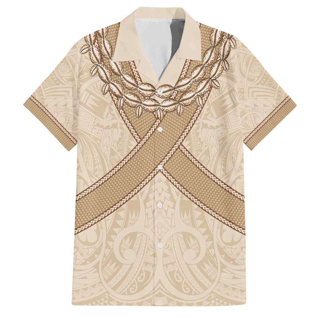 Mauri Ribaberiki Kiribati Family Matching Off Shoulder Maxi Dress and Hawaiian Shirt Cowrie Shells Lei Palm Leaf Weaving