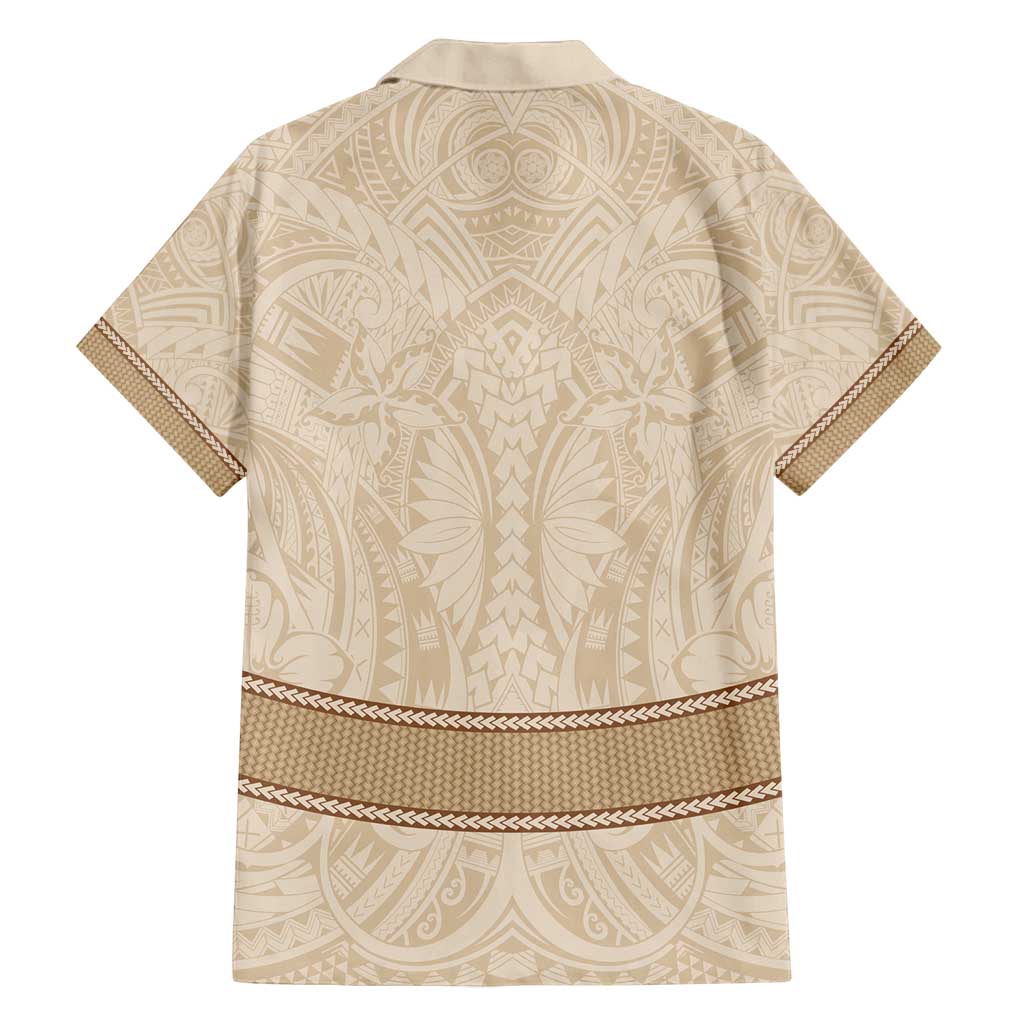 Mauri Ribaberiki Kiribati Family Matching Off Shoulder Short Dress and Hawaiian Shirt Cowrie Shells Lei Palm Leaf Weaving