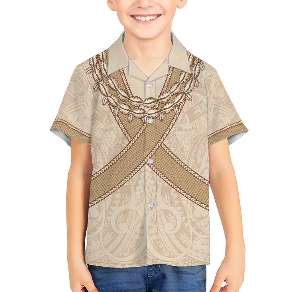 Mauri Ribaberiki Kiribati Kid Hawaiian Shirt Cowrie Shells Lei Palm Leaf Weaving