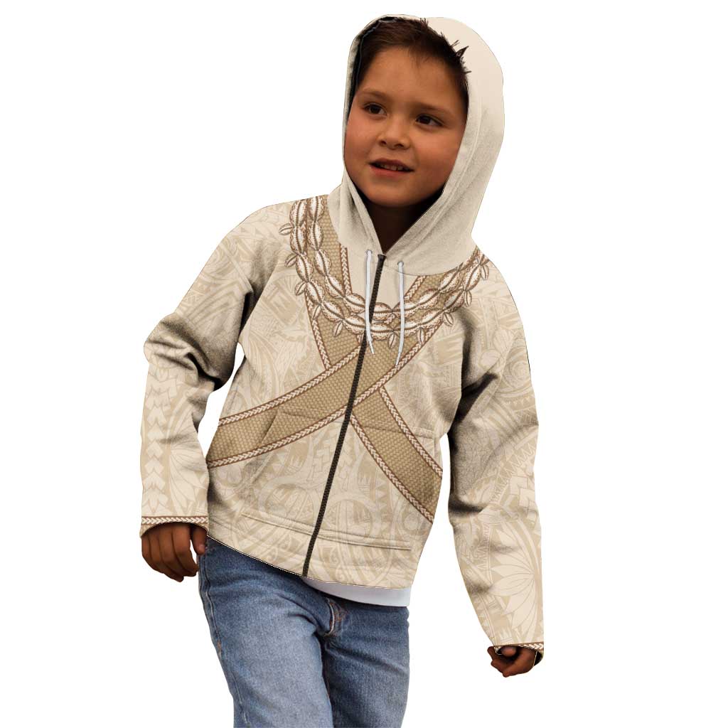 Mauri Ribaberiki Kiribati Kid Hoodie Cowrie Shells Lei Palm Leaf Weaving