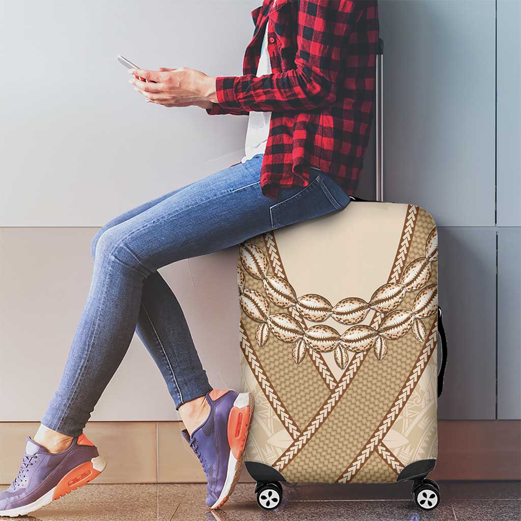 Mauri Ribaberiki Kiribati Luggage Cover Cowrie Shells Lei Palm Leaf Weaving