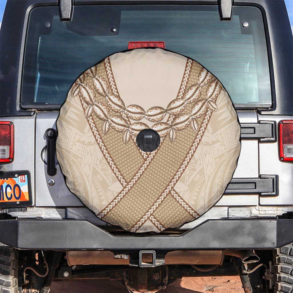 Mauri Ribaberiki Kiribati Spare Tire Cover Cowrie Shells Lei Palm Leaf Weaving