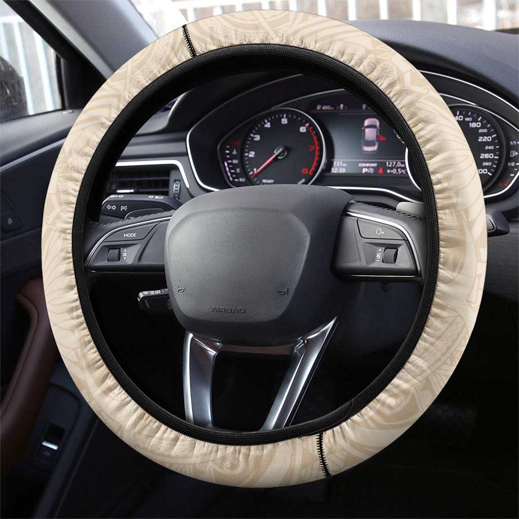 Mauri Ribaberiki Kiribati Steering Wheel Cover Cowrie Shells Lei Palm Leaf Weaving