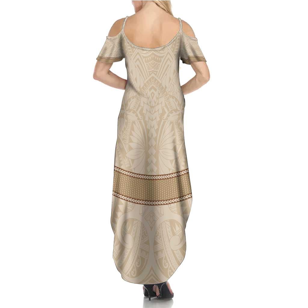 Mauri Ribaberiki Kiribati Summer Maxi Dress Cowrie Shells Lei Palm Leaf Weaving