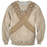 Mauri Ribaberiki Kiribati Sweatshirt Cowrie Shells Lei Palm Leaf Weaving