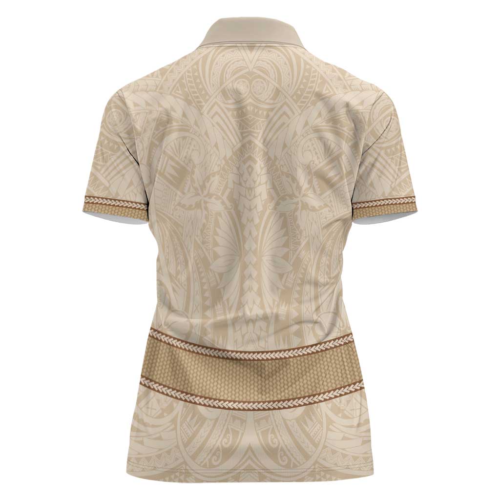 Mauri Ribaberiki Kiribati Women Polo Shirt Cowrie Shells Lei Palm Leaf Weaving