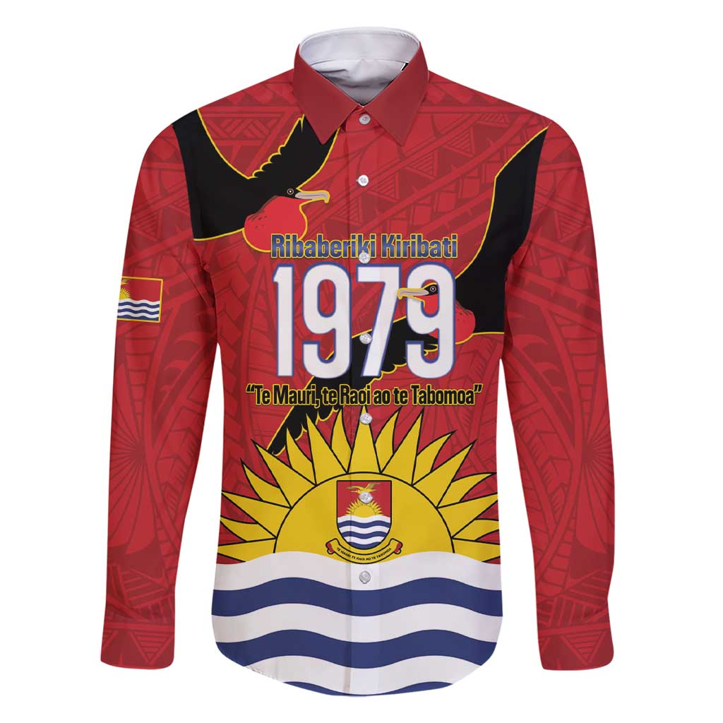 Mauri Kiribati Independence Day Family Matching Short Sleeve Bodycon Dress and Hawaiian Shirt 1979 Proud National Frigatebird