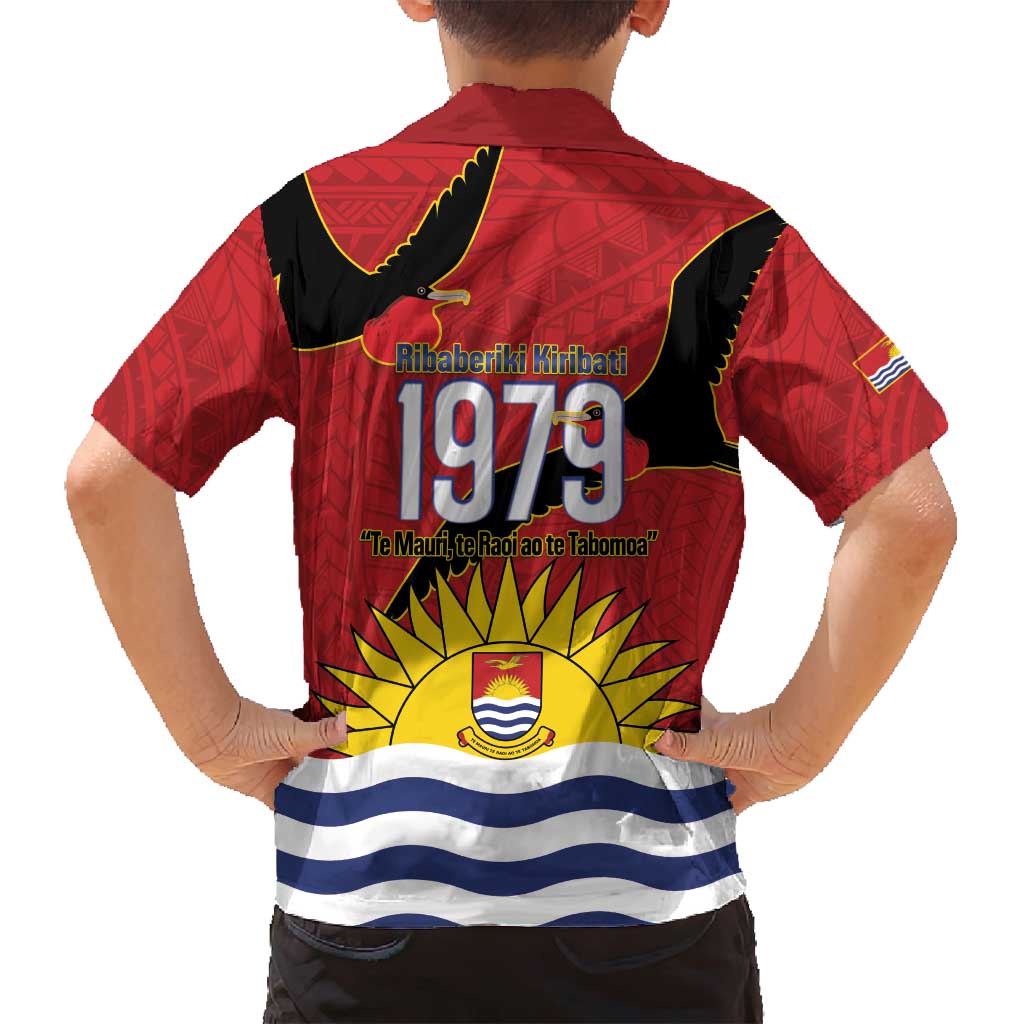 Mauri Kiribati Independence Day Family Matching Tank Maxi Dress and Hawaiian Shirt 1979 Proud National Frigatebird
