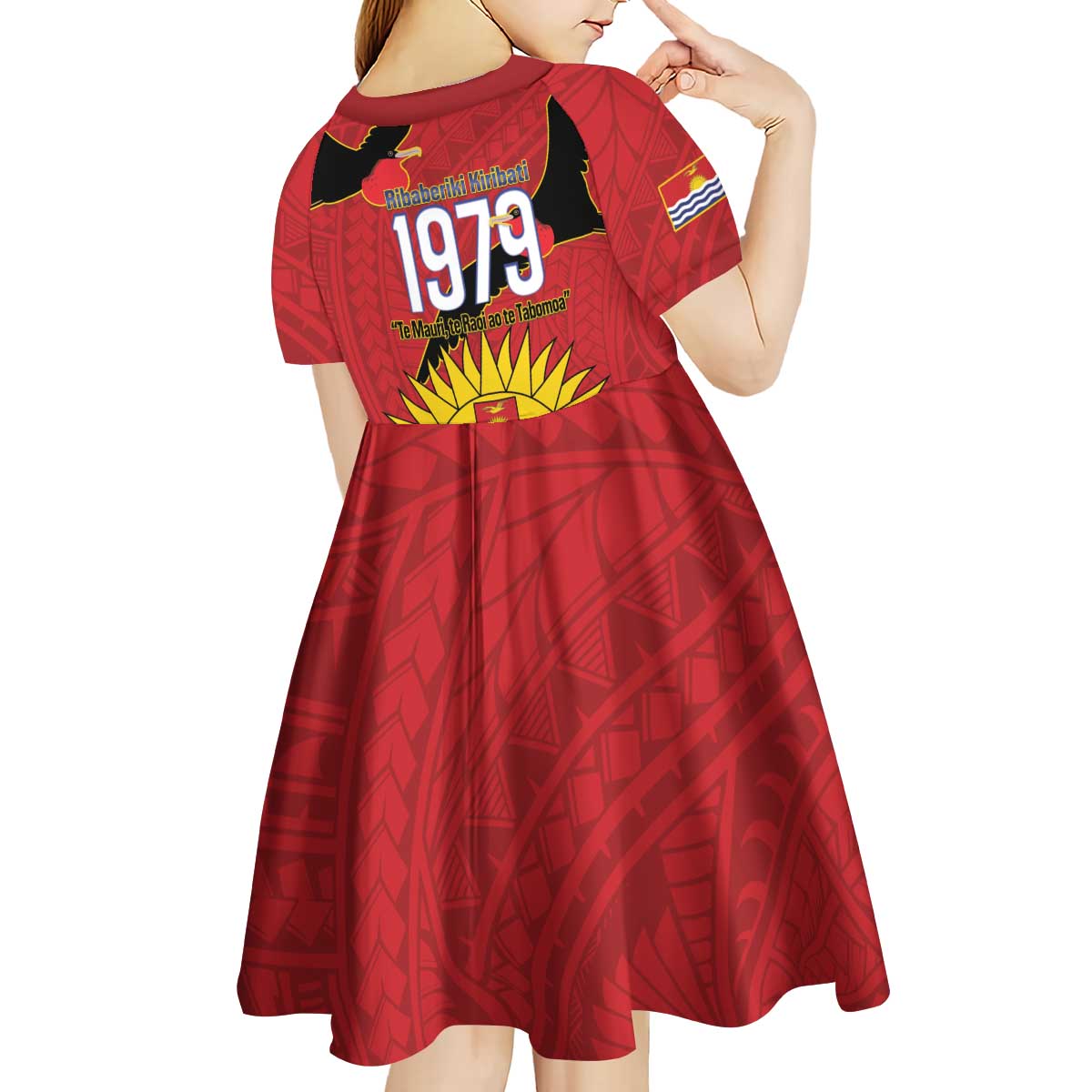 Mauri Kiribati Independence Day Kid Short Sleeve Dress 1979 Proud National Frigatebird