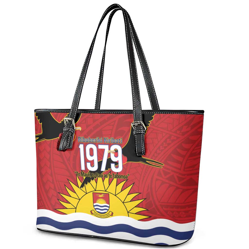 Mauri Kiribati Independence Day Leather Tote Bag 1979 Proud National Frigatebird