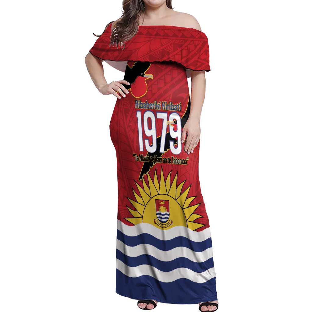 Mauri Kiribati Independence Day Off Shoulder Maxi Dress 1979 Proud National Frigatebird