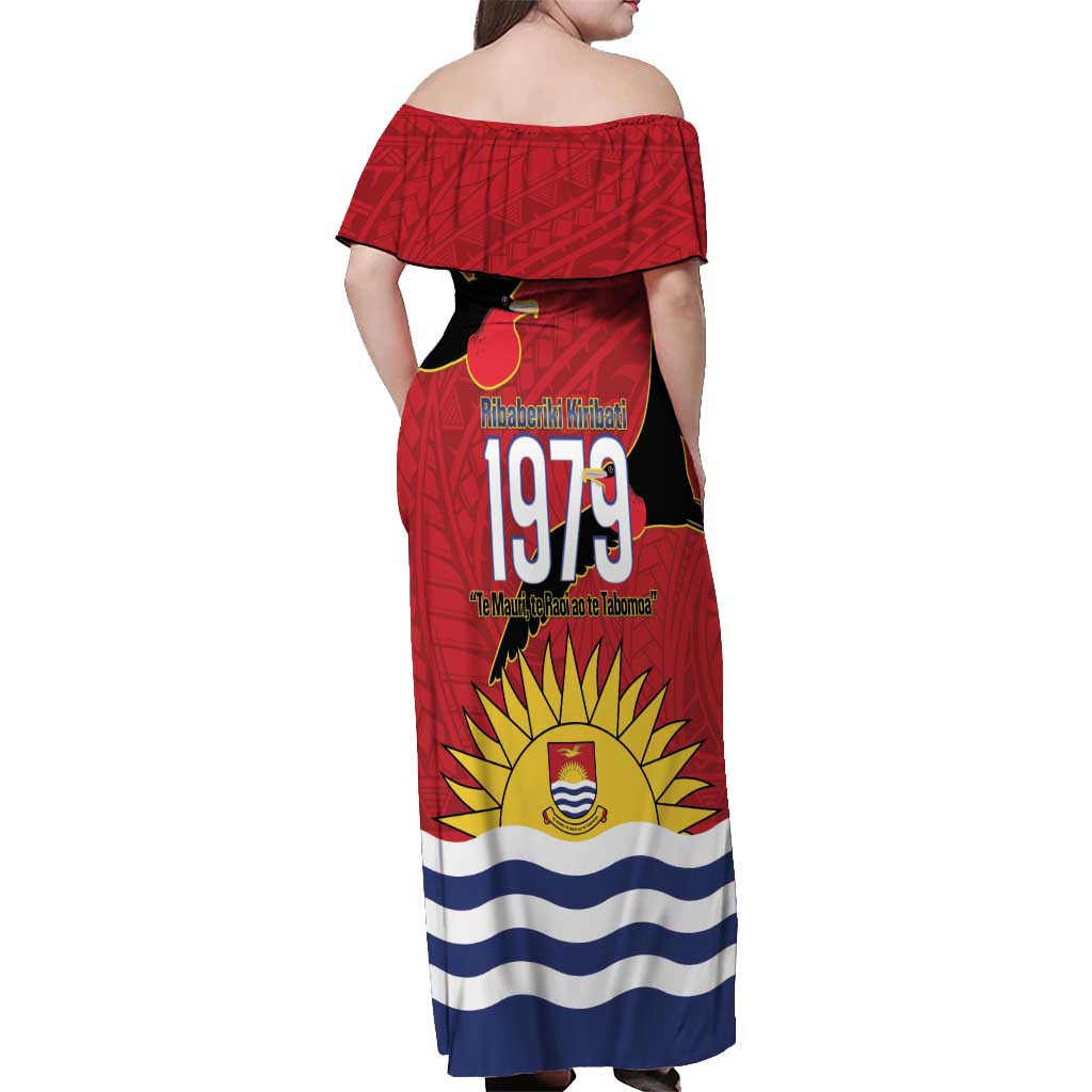 Mauri Kiribati Independence Day Off Shoulder Maxi Dress 1979 Proud National Frigatebird