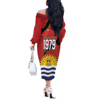 Mauri Kiribati Independence Day Off The Shoulder Long Sleeve Dress 1979 Proud National Frigatebird