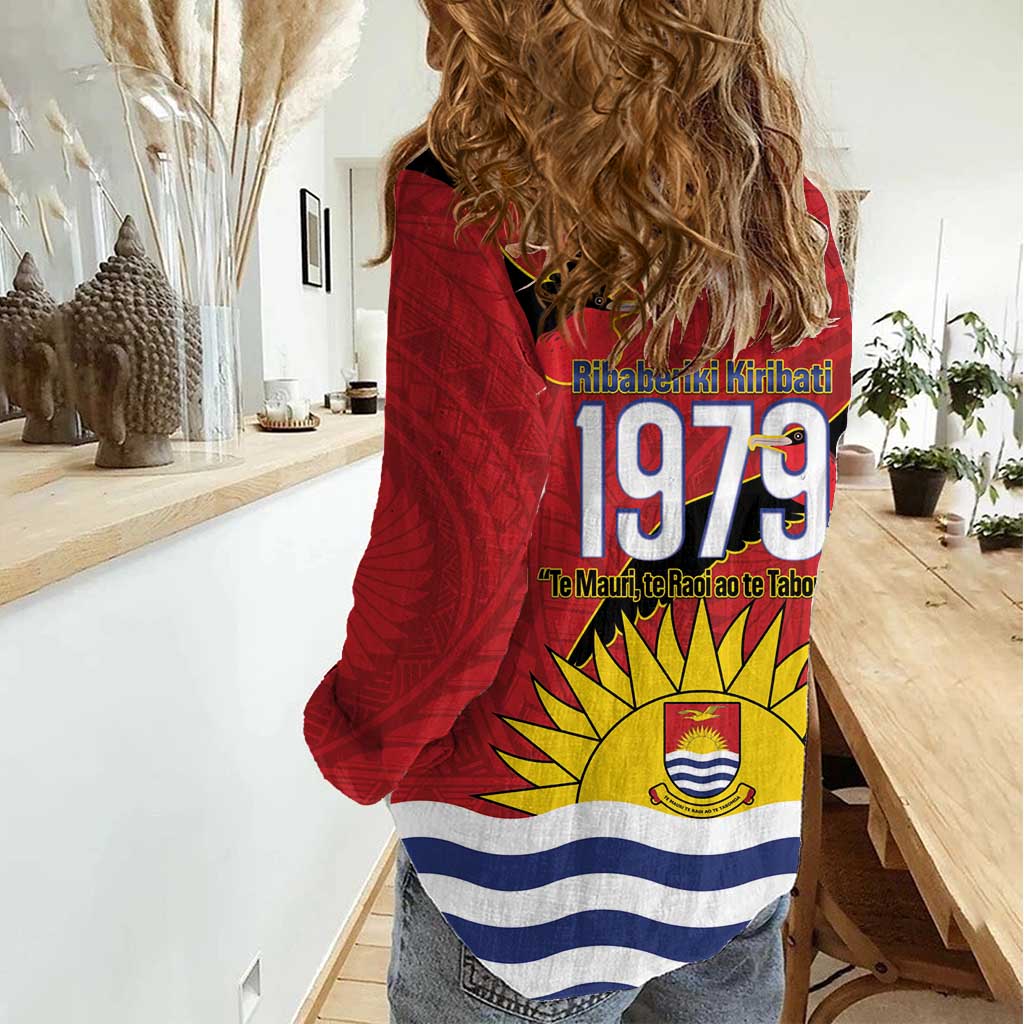 Mauri Kiribati Independence Day Women Casual Shirt 1979 Proud National Frigatebird