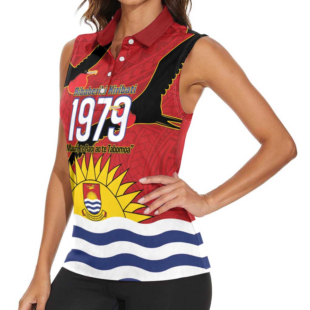 Mauri Kiribati Independence Day Women Sleeveless Polo Shirt 1979 Proud National Frigatebird