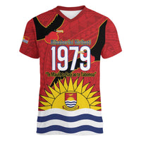 Mauri Kiribati Independence Day Women V-Neck T-Shirt 1979 Proud National Frigatebird