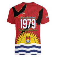 Mauri Kiribati Independence Day Women V-Neck T-Shirt 1979 Proud National Frigatebird