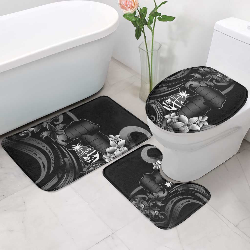 Black Hafa Adai Guam Bathroom Set Chamorro Latte Stone Hand With Plumeria - Polynesian Pride