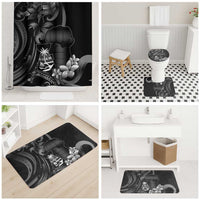 Black Hafa Adai Guam Bathroom Set Chamorro Latte Stone Hand With Plumeria - Polynesian Pride