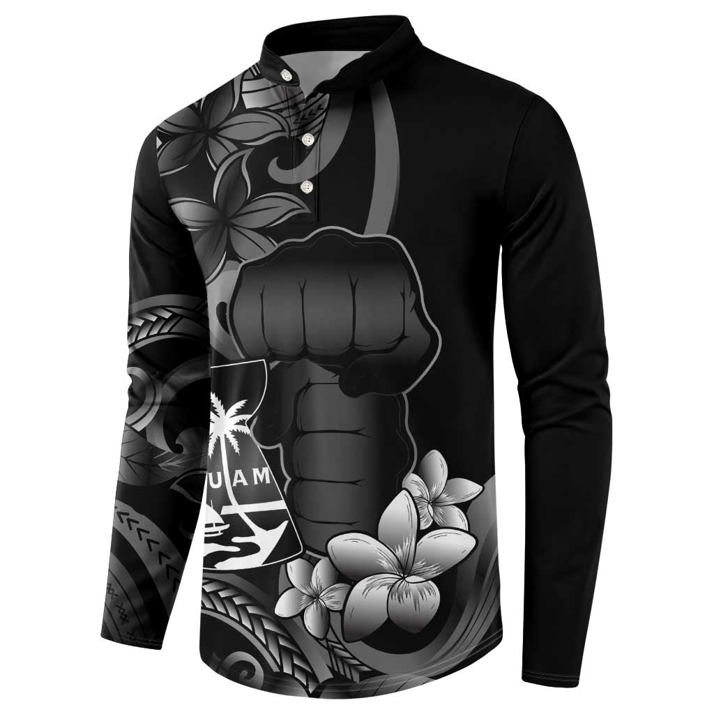 Black Hafa Adai Guam Button Sweatshirt Chamorro Latte Stone Hand With Plumeria