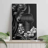 Black Hafa Adai Guam Canvas Wall Art Chamorro Latte Stone Hand With Plumeria