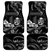 Black Hafa Adai Guam Car Mats Chamorro Latte Stone Hand With Plumeria
