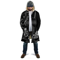 Black Hafa Adai Guam Cloak Chamorro Latte Stone Hand With Plumeria - Polynesian Pride