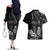 Black Hafa Adai Guam Couples Matching Off The Shoulder Long Sleeve Dress and Hawaiian Shirt Chamorro Latte Stone Hand With Plumeria
