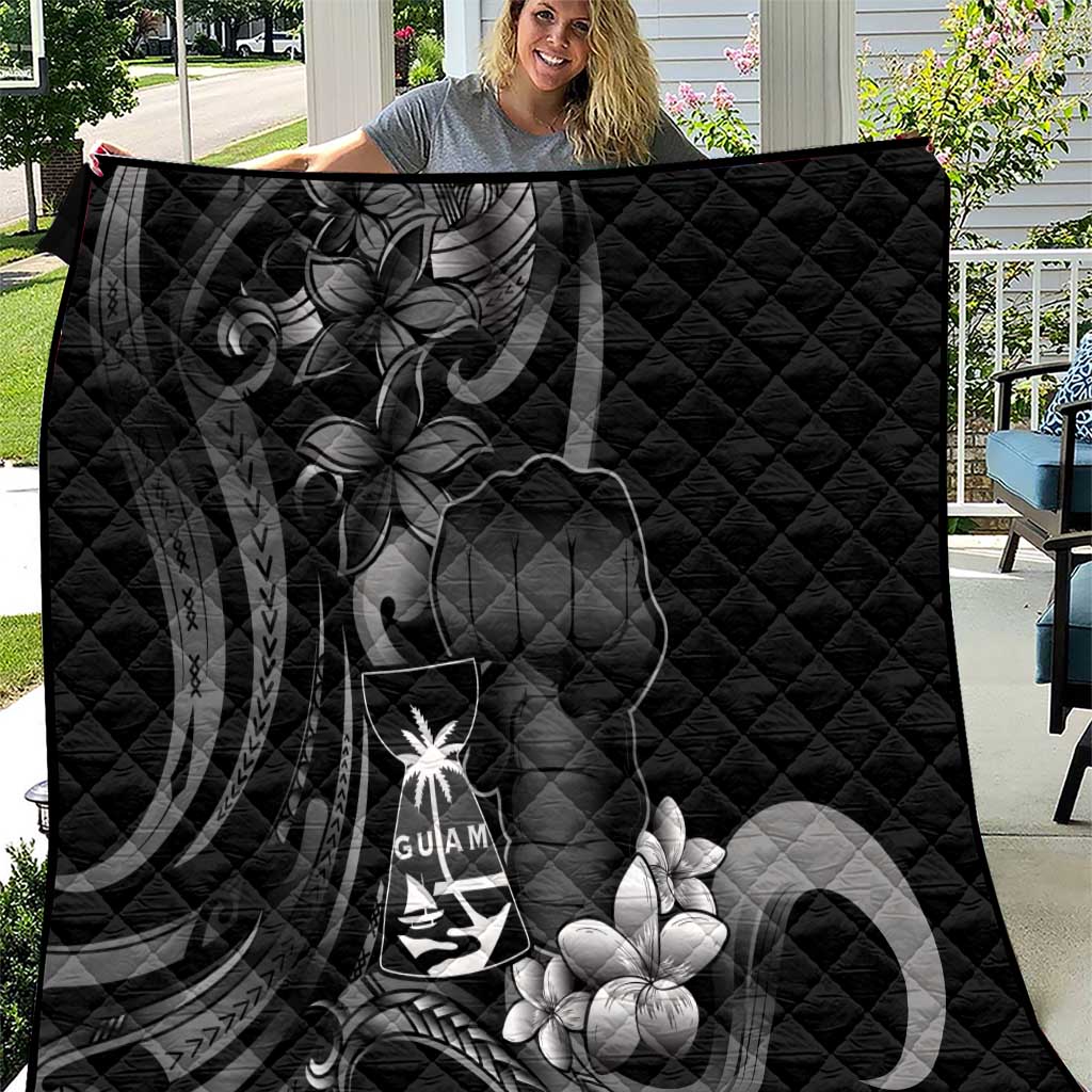 Black Hafa Adai Guam Quilt Chamorro Latte Stone Hand With Plumeria