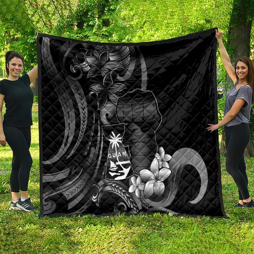 Black Hafa Adai Guam Quilt Chamorro Latte Stone Hand With Plumeria