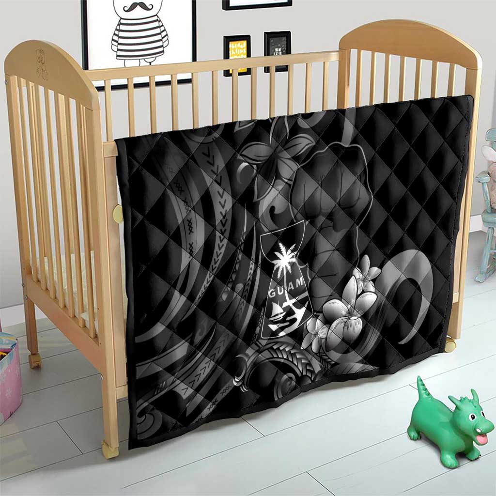 Black Hafa Adai Guam Quilt Chamorro Latte Stone Hand With Plumeria