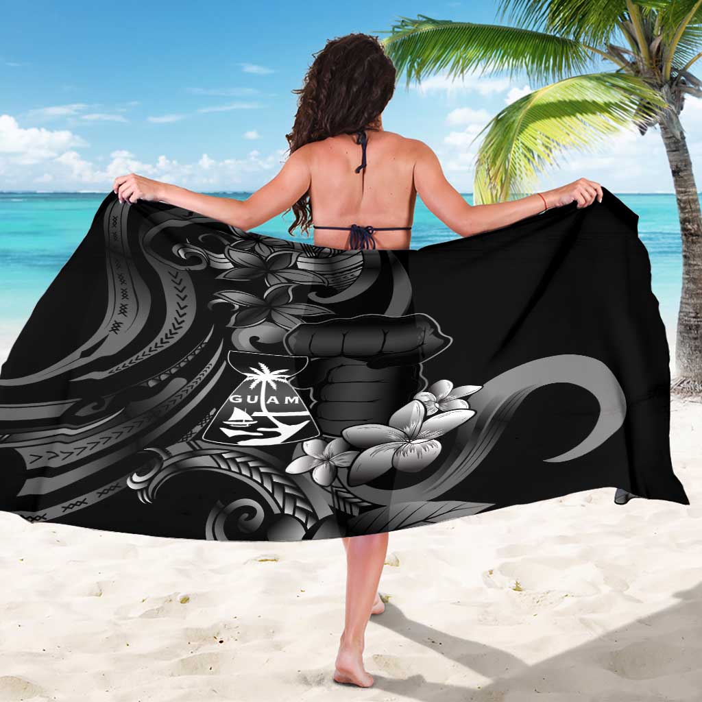 Black Hafa Adai Guam Sarong Chamorro Latte Stone Hand With Plumeria