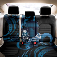 Blue Hafa Adai Guam Back Car Seat Cover Chamorro Latte Stone Hand With Plumeria