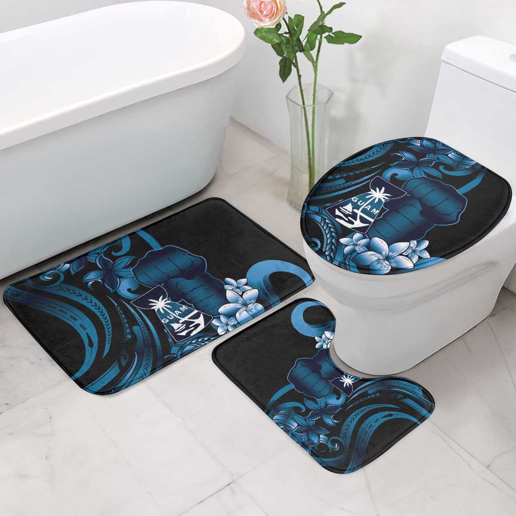 Blue Hafa Adai Guam Bathroom Set Chamorro Latte Stone Hand With Plumeria - Polynesian Pride