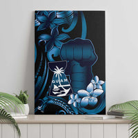 Blue Hafa Adai Guam Canvas Wall Art Chamorro Latte Stone Hand With Plumeria