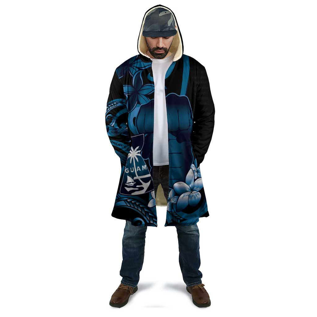 Blue Hafa Adai Guam Cloak Chamorro Latte Stone Hand With Plumeria - Polynesian Pride